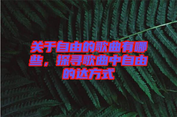 關(guān)于自由的歌曲有哪些，探尋歌曲中自由的達(dá)方式