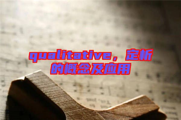 qualitative，定析的概念及應(yīng)用