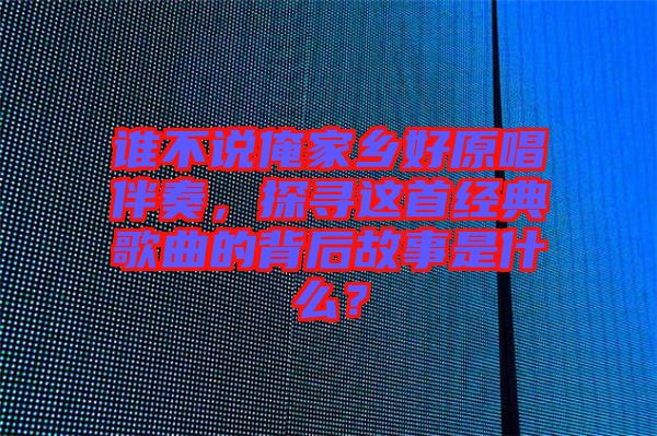 誰不說俺家鄉(xiāng)好原唱伴奏，探尋這首經典歌曲的背后故事是什么？