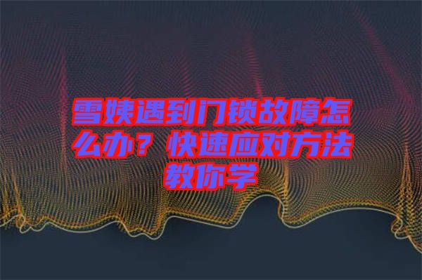 雪姨遇到門鎖故障怎么辦？快速應(yīng)對方法教你學(xué)