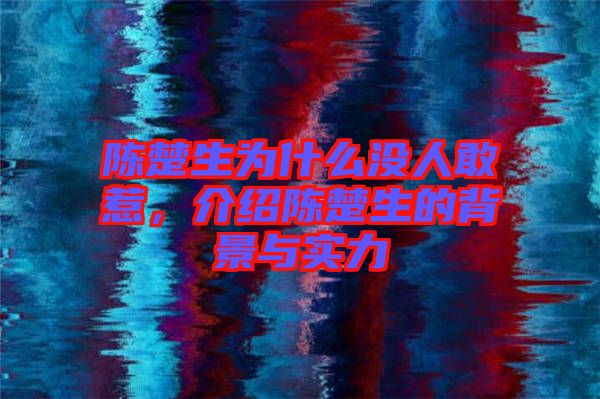 陳楚生為什么沒(méi)人敢惹，介紹陳楚生的背景與實(shí)力